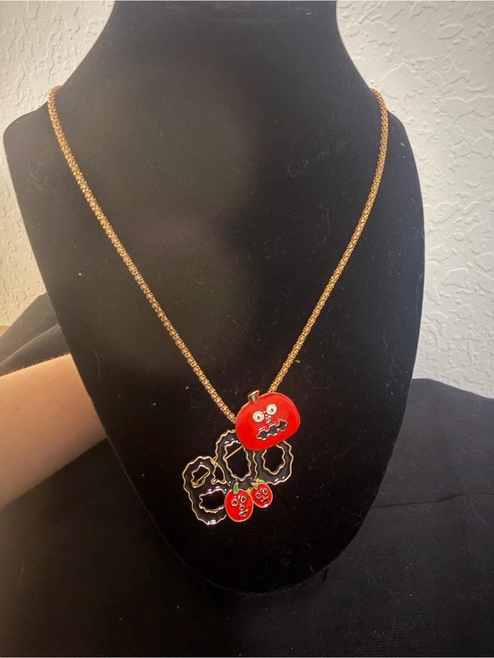Orange Enamel Pumpkin Pendant Necklace - Women Jewelry